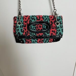 Betsyville Multicolored leopard/animal print studded clutch